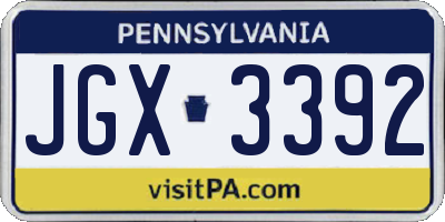 PA license plate JGX3392
