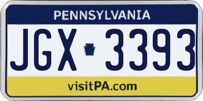 PA license plate JGX3393