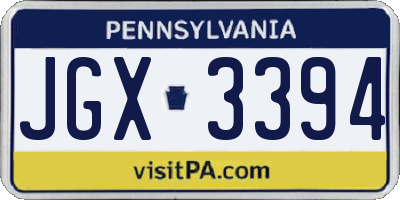 PA license plate JGX3394