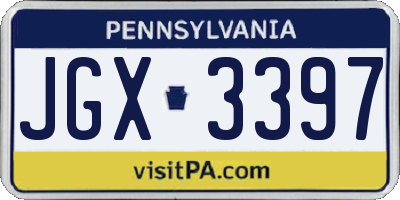 PA license plate JGX3397