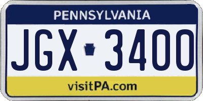 PA license plate JGX3400