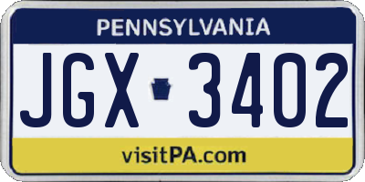 PA license plate JGX3402