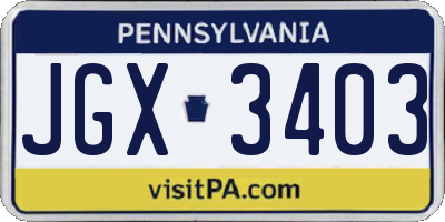 PA license plate JGX3403