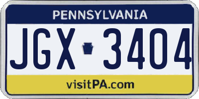 PA license plate JGX3404