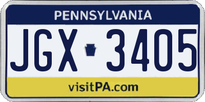 PA license plate JGX3405