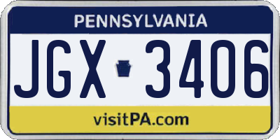 PA license plate JGX3406