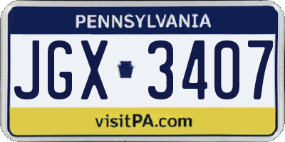 PA license plate JGX3407