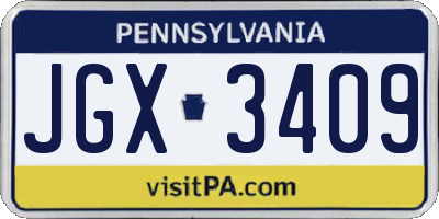 PA license plate JGX3409