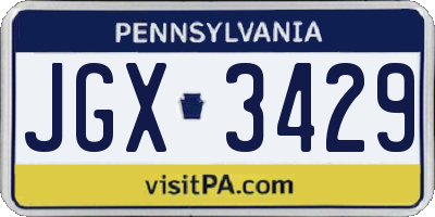 PA license plate JGX3429