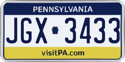 PA license plate JGX3433