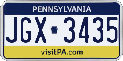 PA license plate JGX3435