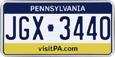 PA license plate JGX3440