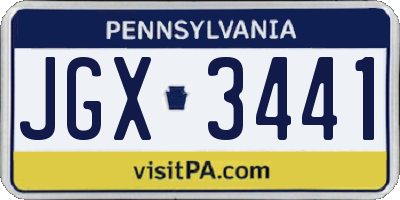 PA license plate JGX3441