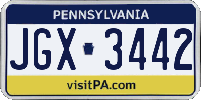 PA license plate JGX3442