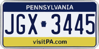 PA license plate JGX3445