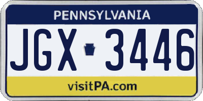 PA license plate JGX3446