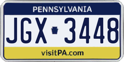 PA license plate JGX3448