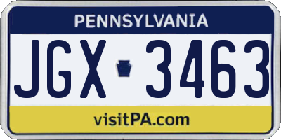 PA license plate JGX3463