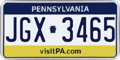PA license plate JGX3465