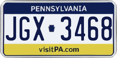PA license plate JGX3468
