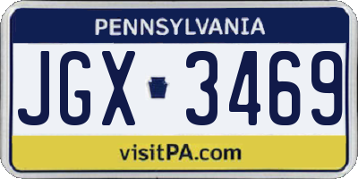 PA license plate JGX3469