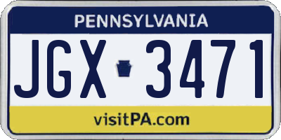 PA license plate JGX3471