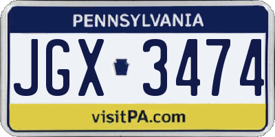 PA license plate JGX3474
