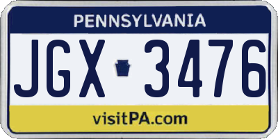 PA license plate JGX3476