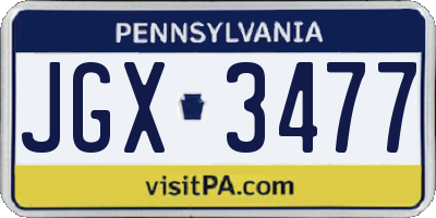 PA license plate JGX3477