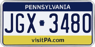 PA license plate JGX3480