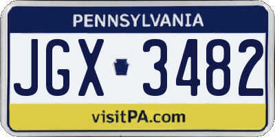 PA license plate JGX3482