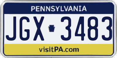 PA license plate JGX3483