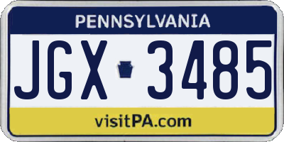 PA license plate JGX3485