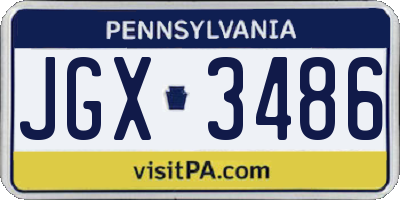 PA license plate JGX3486