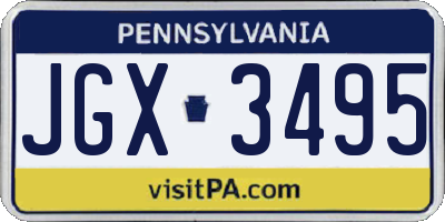PA license plate JGX3495