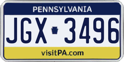 PA license plate JGX3496