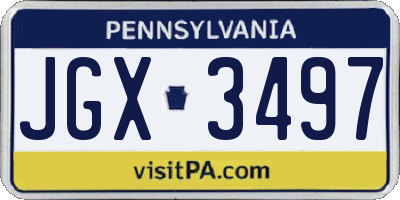 PA license plate JGX3497