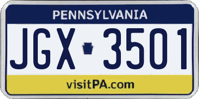 PA license plate JGX3501