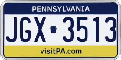 PA license plate JGX3513