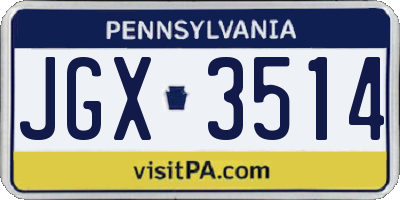 PA license plate JGX3514