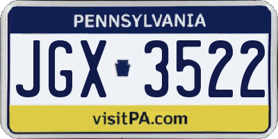 PA license plate JGX3522