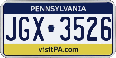 PA license plate JGX3526