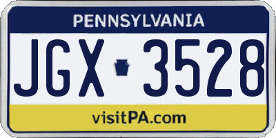 PA license plate JGX3528