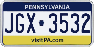 PA license plate JGX3532