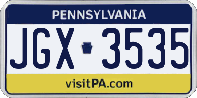 PA license plate JGX3535