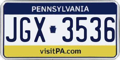 PA license plate JGX3536
