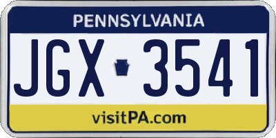 PA license plate JGX3541