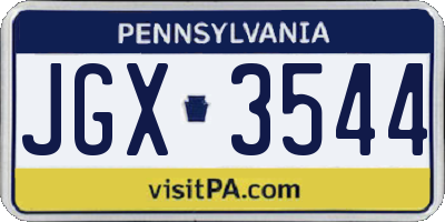 PA license plate JGX3544