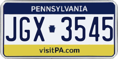 PA license plate JGX3545