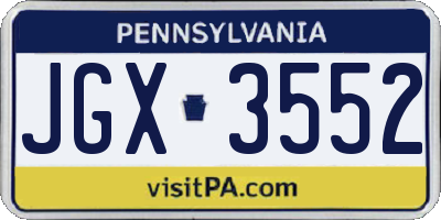 PA license plate JGX3552